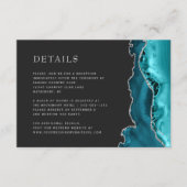 Modern Blauwgroen Blauw Agaat Zilver Donker Bruilo Informatiekaartje (Voorkant)