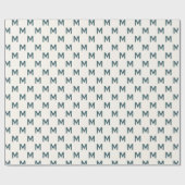 Modern Blauwgroen Blauw custom monogram patroon el Cadeaupapier (Vlak)