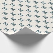 Modern Blauwgroen Blauw custom monogram patroon el Cadeaupapier (Hoek)