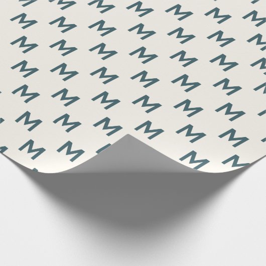 Modern Blauwgroen Blauw custom monogram patroon el Cadeaupapier (Hoek)