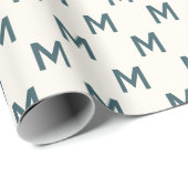 Modern Blauwgroen Blauw custom monogram patroon el Cadeaupapier (Rol Hoek)
