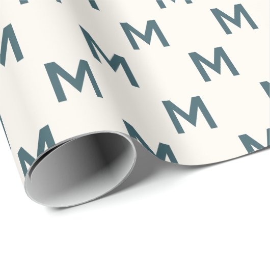 Modern Blauwgroen Blauw custom monogram patroon el Cadeaupapier (Rol Hoek)