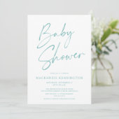 Modern Blauwgroen Blauw Eenvoudig Baby shower van Kaart (Staand voorkant)