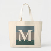 Modern Blauwgroen Blauw en Grijs Kleurenblok Monog Grote Tote Bag (Voorkant)
