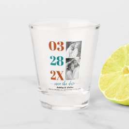 Modern blauwgroen blauw en roest twee foto sparen  shot glas