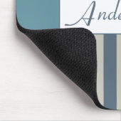 Modern Blauwgroen blauw en Tan Striped Floral Muismat (Hoek)