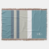 Modern Blauwgroen blauw en Tan Striped Personalize Deken (Voorkant)