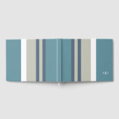 Modern Blauwgroen blauw en Tan Striped Personalize Gastenboek (Volledig)