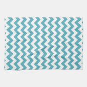 Modern Blauwgroen blauw en wit Chevron Zigzagpatro Theedoek (Horizontaal)