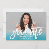 Modern Blauwgroen Blauw geborsteld Manuscript Afst Kaart (Voorkant)