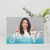 Modern Blauwgroen Blauw geborsteld Manuscript Afst Kaart (Staand voorkant)