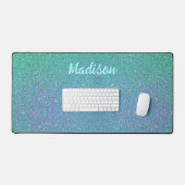 Modern Blauwgroen Blauw Glitter Glam Gepersonalise Bureaumat (Keyboard & Muis)