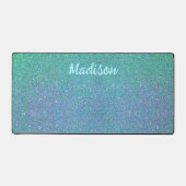 Modern Blauwgroen Blauw Glitter Glam Gepersonalise Bureaumat (Voorkant)
