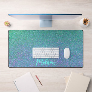 Modern Blauwgroen Blauw Glitter Ombre gepersonalis Bureaumat