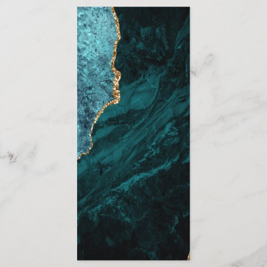 Modern Blauwgroen blauw goudgrijs huwelijk Menu (Achterkant)