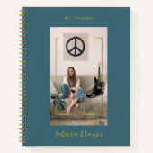 Modern Blauwgroen blauw goudLijst met handgeschrev Notitieboek (Voorkant)