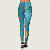Modern Blauwgroen blauw goudmarmer Leggings (Achterkant)