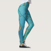 Modern Blauwgroen blauw goudmarmer Leggings (Rechts)