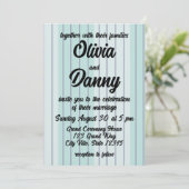 Modern Blauwgroen Blauw Grijs Strepen Strand Bruil Kaart (Staand voorkant)