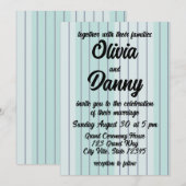 Modern Blauwgroen Blauw Grijs Strepen Strand Bruil Kaart (Voorkant / Achterkant)