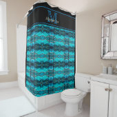 Modern Blauwgroen Blauw Ocean Beach Waves Stain Gl Douchegordijn (In situ)