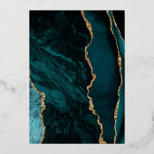 Modern Blauwgroen blauw script bruiloft Folie Uitnodiging (Achterkant)