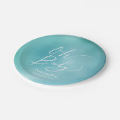 Modern Blauwgroen blauw Waterverf Ombre Baby showe Papieren Bordje (Gekanteld)