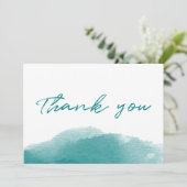 Modern Blauwgroen blauw Waterverf script bedankt k (Staand voorkant)