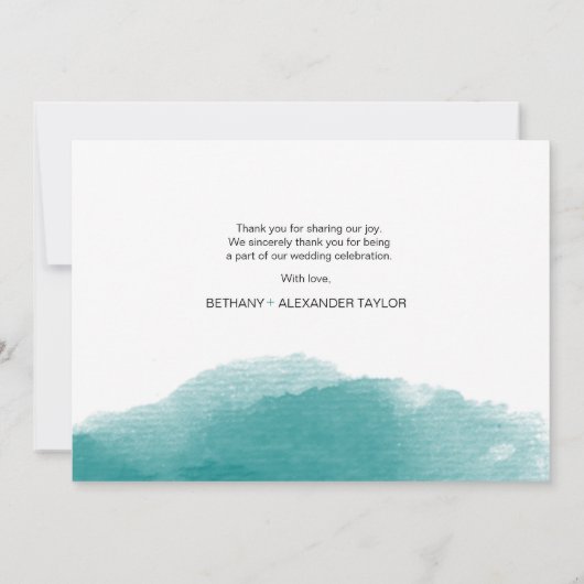 Modern Blauwgroen blauw Waterverf script bedankt k (Achterkant)