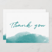 Modern Blauwgroen blauw Waterverf script bedankt k (Voorkant / Achterkant)