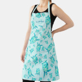 Modern blauwgroen blauw waterverf zee schildpadden schort (Insitu)