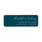 Modern Blauwgroen Blauw Wit Script Retouradres Etiket (Voorkant)