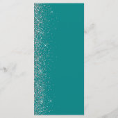 Modern Blauwgroen Blauw Zilver Glitter Edge Bruilo Menu (Achterkant)