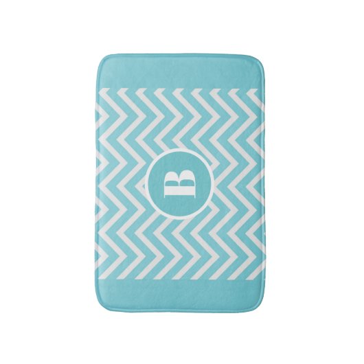 Modern Blauwgroen Chevron Monogram Baby Nursery Ba Badmat (Voorkant Verticaal)