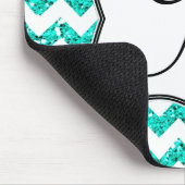 Modern Blauwgroen Chevron Monogram Initiaal Muisma Muismat (Hoek)