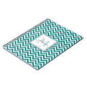 Modern Blauwgroen Chevron Pattern Monogram Notitie Notitieboek (Linkerzijde)