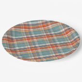 Modern Blauwgroen donkerblauw Oranje wit speldenkp Papieren Bordje (Gekanteld)