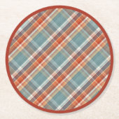 Modern Blauwgroen donkerblauw Oranje wit speldenkp Ronde Kartonnen Onderzetter (Voorkant)