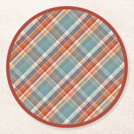 Modern Blauwgroen donkerblauw Oranje wit speldenkp Ronde Kartonnen Onderzetter (Voorkant)