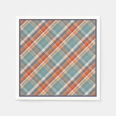 Modern Blauwgroen donkerblauw Oranje wit speldenkp Servet (Voorkant)