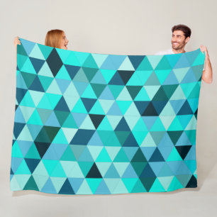Modern Blauwgroen driehoekspatroon Fleece Deken