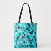 Modern Blauwgroen driehoekspatroon Tote Bag (Voorkant)