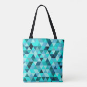 Modern Blauwgroen driehoekspatroon Tote Bag (Achterkant)
