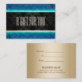 Modern Blauwgroen en blauw Sequin Cadeaubon Kortingskaartje (Voorkant / Achterkant)