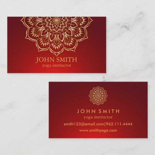 Modern Blauwgroen en Gold Mandala Yoga Instructor Visitekaartje (Voorkant / Achterkant)