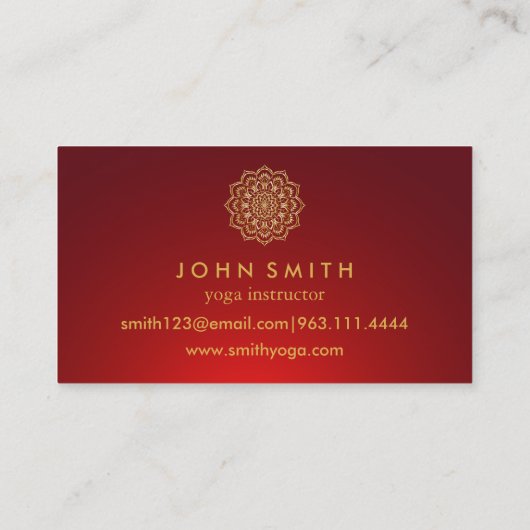 Modern Blauwgroen en Gold Mandala Yoga Instructor Visitekaartje (Achterkant)