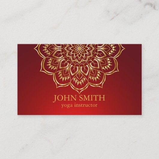 Modern Blauwgroen en Gold Mandala Yoga Instructor Visitekaartje (Voorkant)