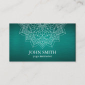 Modern Blauwgroen en Gold Mandala Yoga Instructor Visitekaartje (Voorkant)