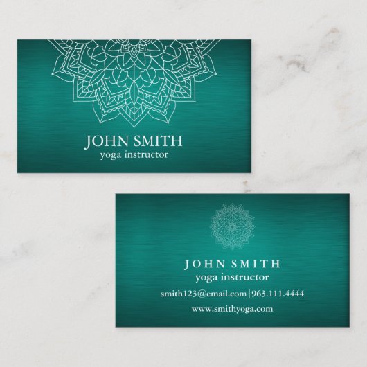 Modern Blauwgroen en Gold Mandala Yoga Instructor  Visitekaartje (Voorkant / Achterkant)