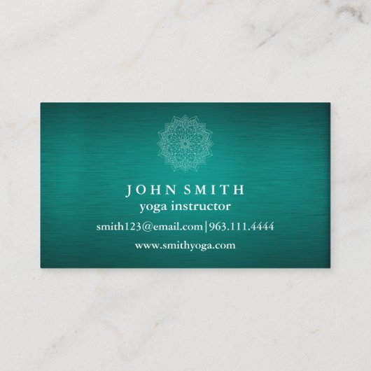 Modern Blauwgroen en Gold Mandala Yoga Instructor Visitekaartje (Achterkant)